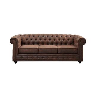 Vente-unique Sofa 3Sitzer Microfaser VintageLook CHESTERFIELD  