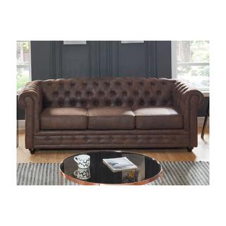 Vente-unique Sofa 3Sitzer Microfaser VintageLook CHESTERFIELD  