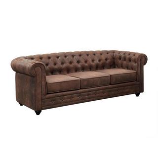 Vente-unique Sofa 3Sitzer Microfaser VintageLook CHESTERFIELD  