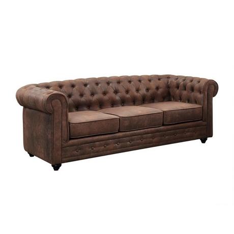 Vente-unique Sofa 3Sitzer Microfaser VintageLook CHESTERFIELD  