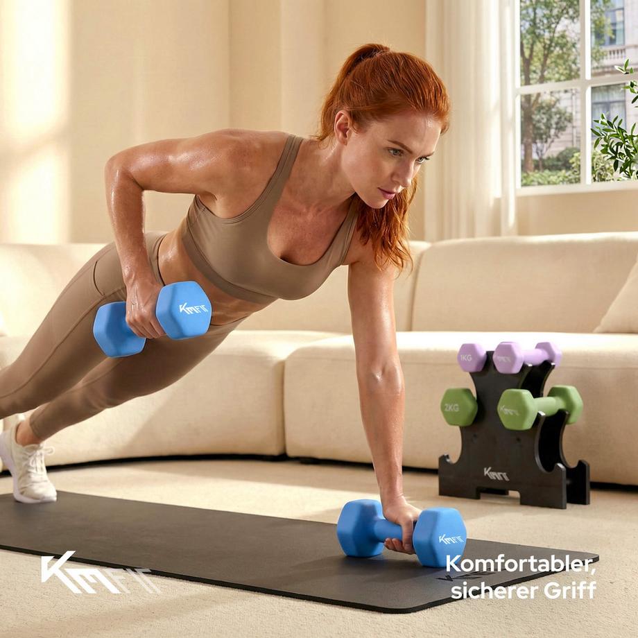 KM-Fit  Ensemble d'haltères 12 kg | Ensemble d'haltères en néoprène 1-3 kg 
