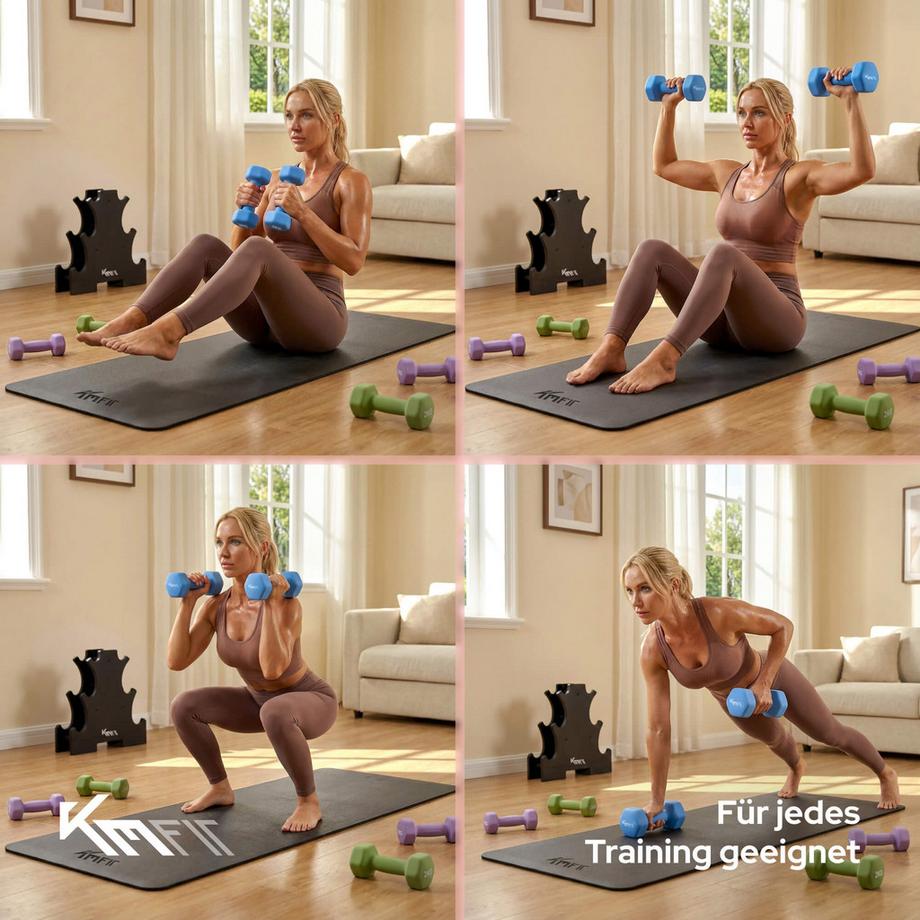 KM-Fit  Ensemble d'haltères 12 kg | Ensemble d'haltères en néoprène 1-3 kg 