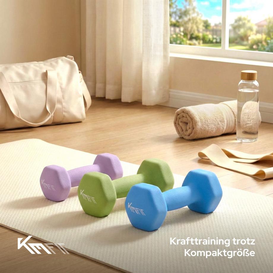 KM-Fit  Ensemble d'haltères 12 kg | Ensemble d'haltères en néoprène 1-3 kg 
