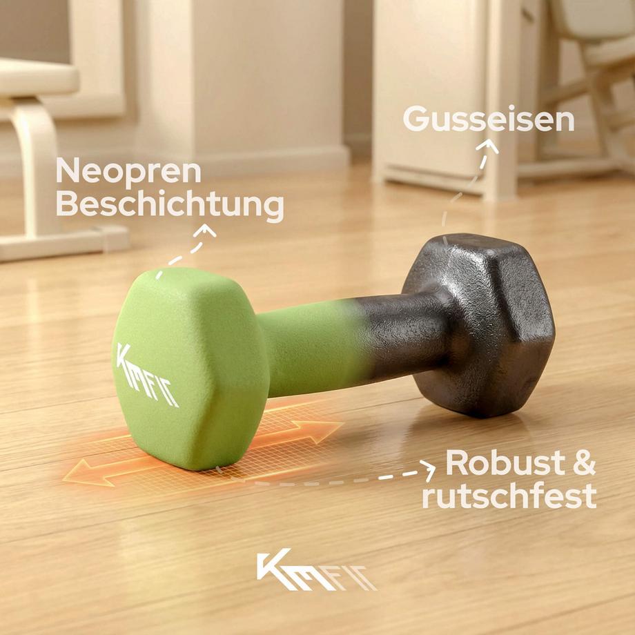 KM-Fit  Ensemble d'haltères 12 kg | Ensemble d'haltères en néoprène 1-3 kg 