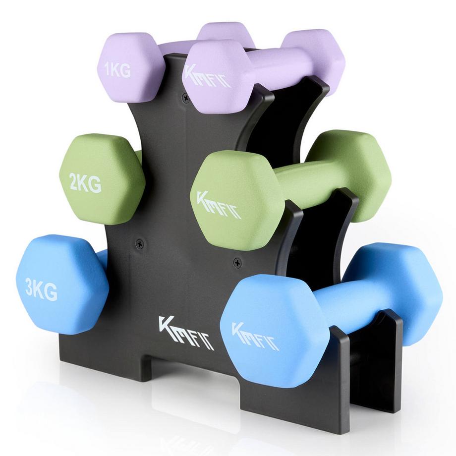 Hantelset 12 kg mit Ständer Neopren Kurzhanteln 1–3 kg Gusseisen für Home Gym