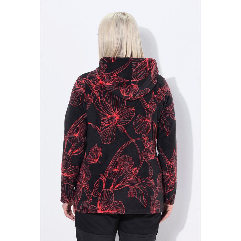 Ulla Popken Veste Polaire Motif Floral Capuche Manches Longues  