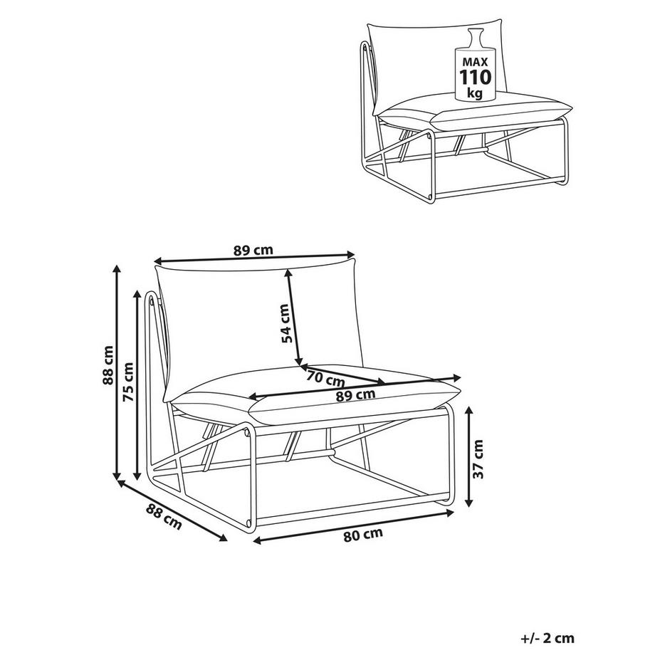 Beliani Stuhl mit Sitzkissen aus Stahl Industriell PICO  