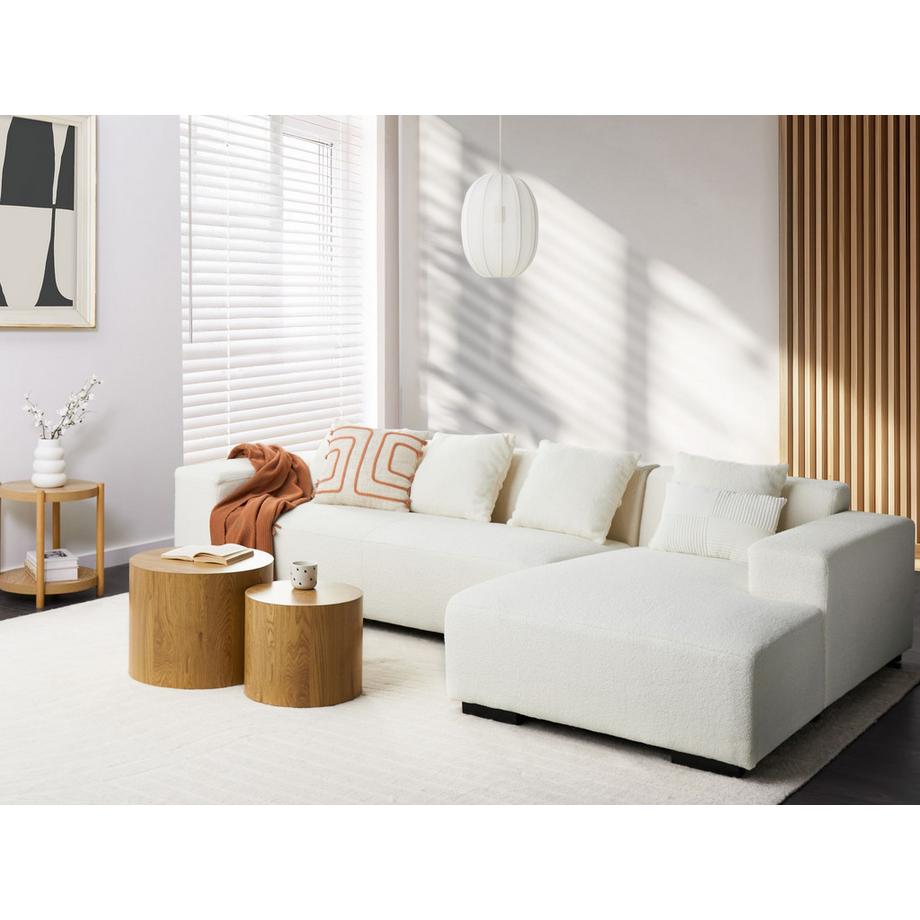 Beliani Canapé d'angle gauche en Bouclé Scandinave LUNGO  