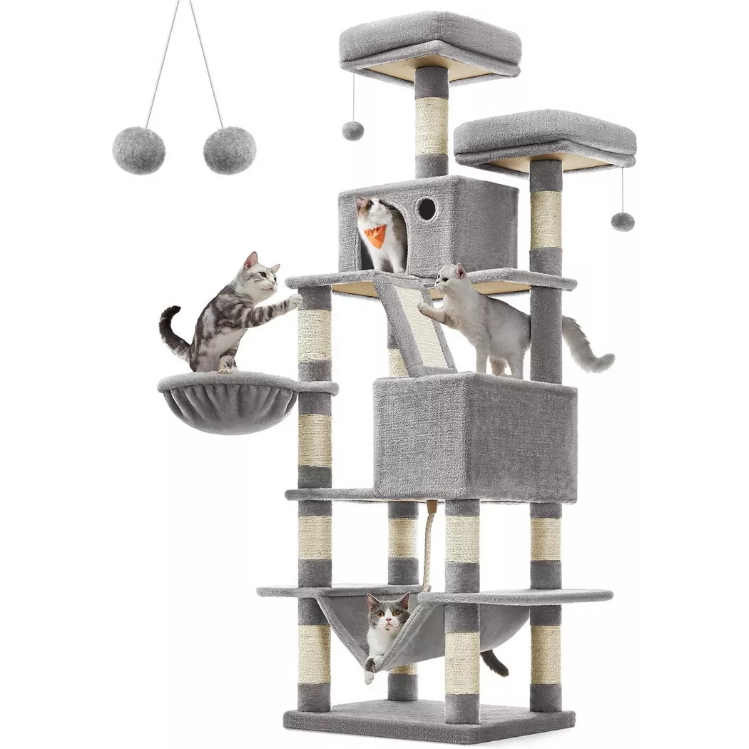 FEANDREA Kratzbaum "165 cm, Grau/Beige" 165 cm hoch