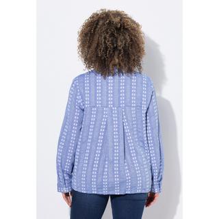 Ulla Popken Camicetta Laccetto Colletto da Camicia Maniche Lunghe  