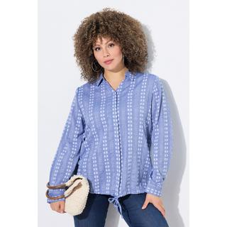 Ulla Popken Camicetta Laccetto Colletto da Camicia Maniche Lunghe  