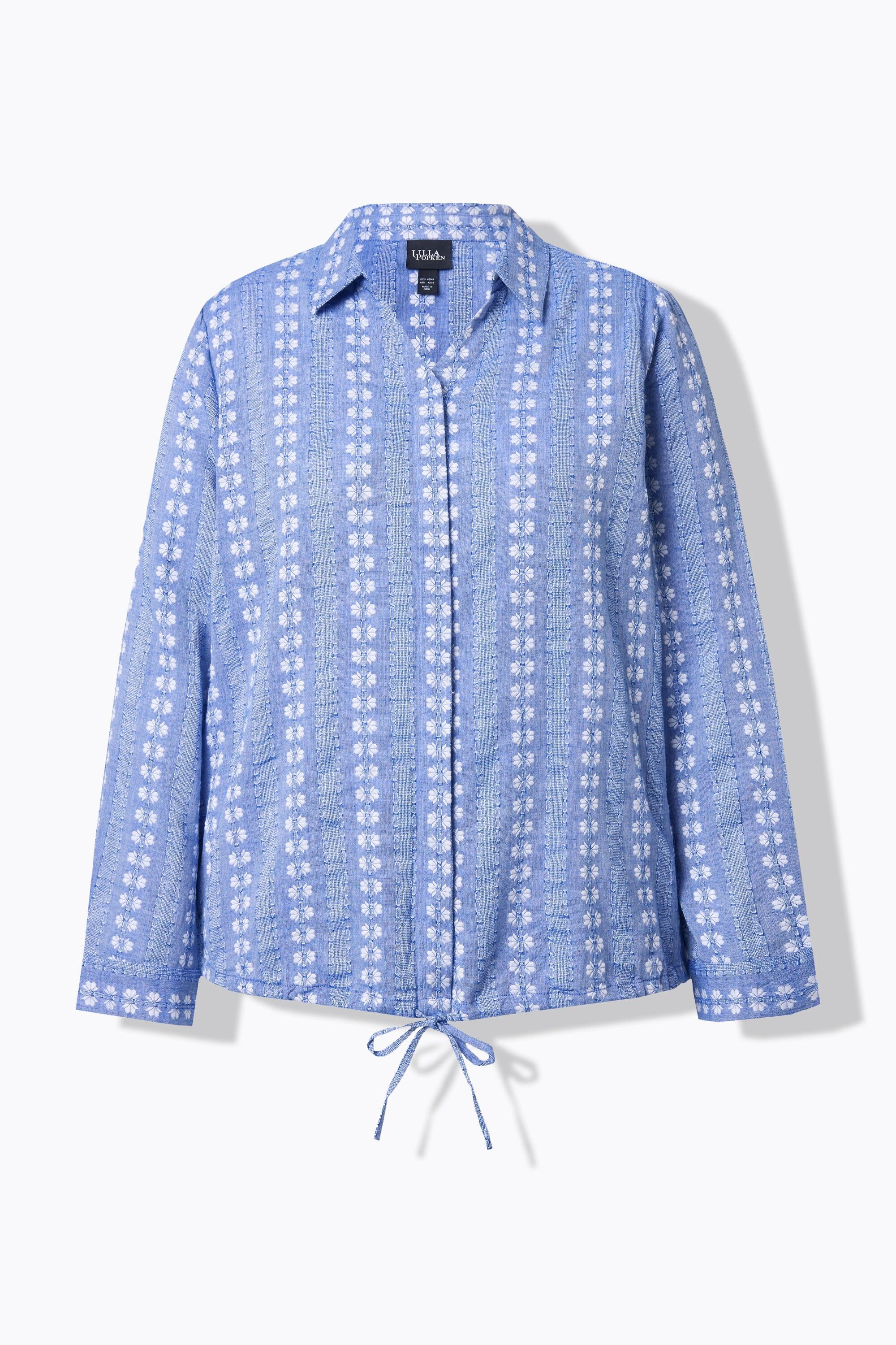 Ulla Popken Camicetta Laccetto Colletto da Camicia Maniche Lunghe  