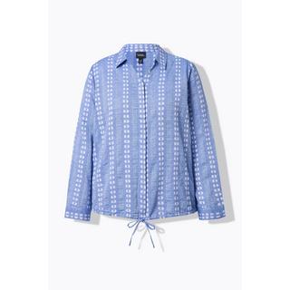 Ulla Popken Camicetta Laccetto Colletto da Camicia Maniche Lunghe  