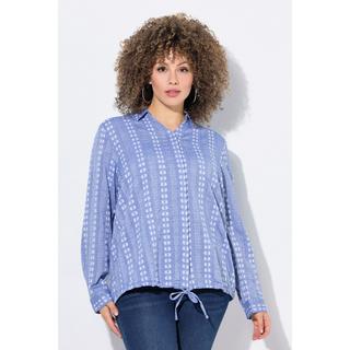 Ulla Popken Camicetta Laccetto Colletto da Camicia Maniche Lunghe  