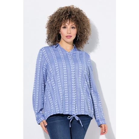 Ulla Popken Camicetta Laccetto Colletto da Camicia Maniche Lunghe  