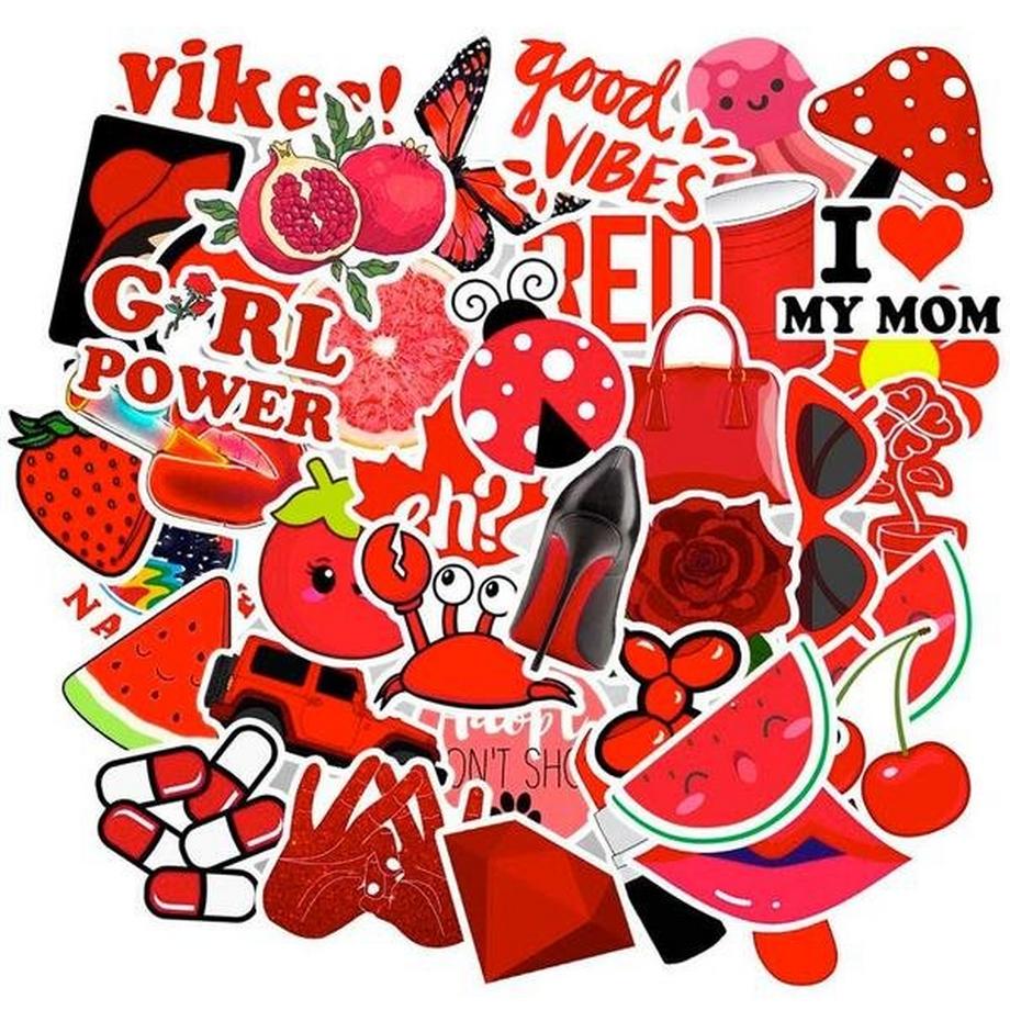 50x Autocollants et Décalcomanies - VSCO Rouge