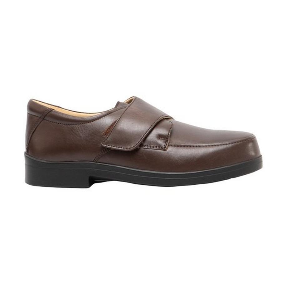 Chaussures de ville en cuir extra larges avec sangle à scratch
