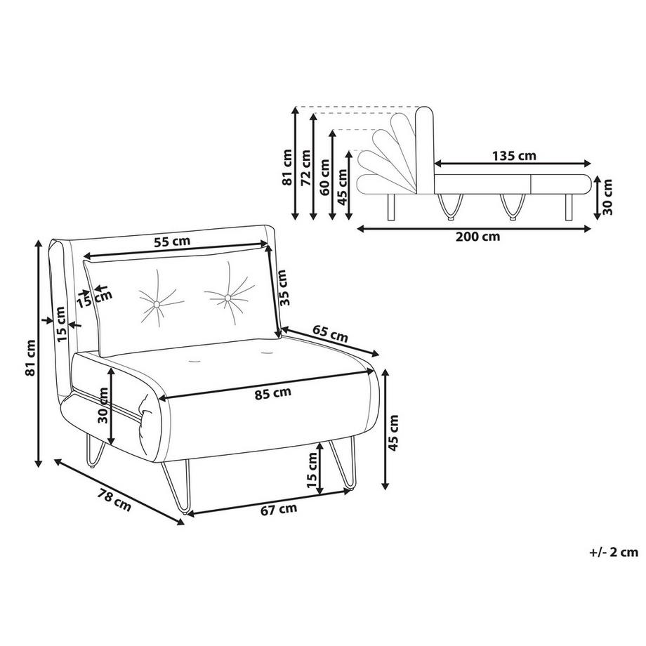 Beliani Divano letto en Tessuto Glamour VESTFOLD  