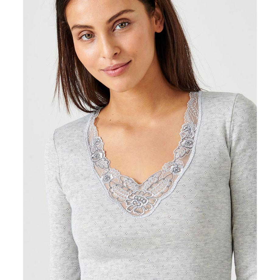 Damart Thermolactyl Tee-shirt Manches Longues Maille Ajourée  