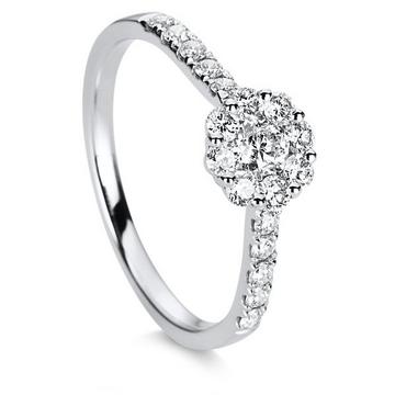 Bague de fiançailles or blanc 750/18K diamant 0.58ct.