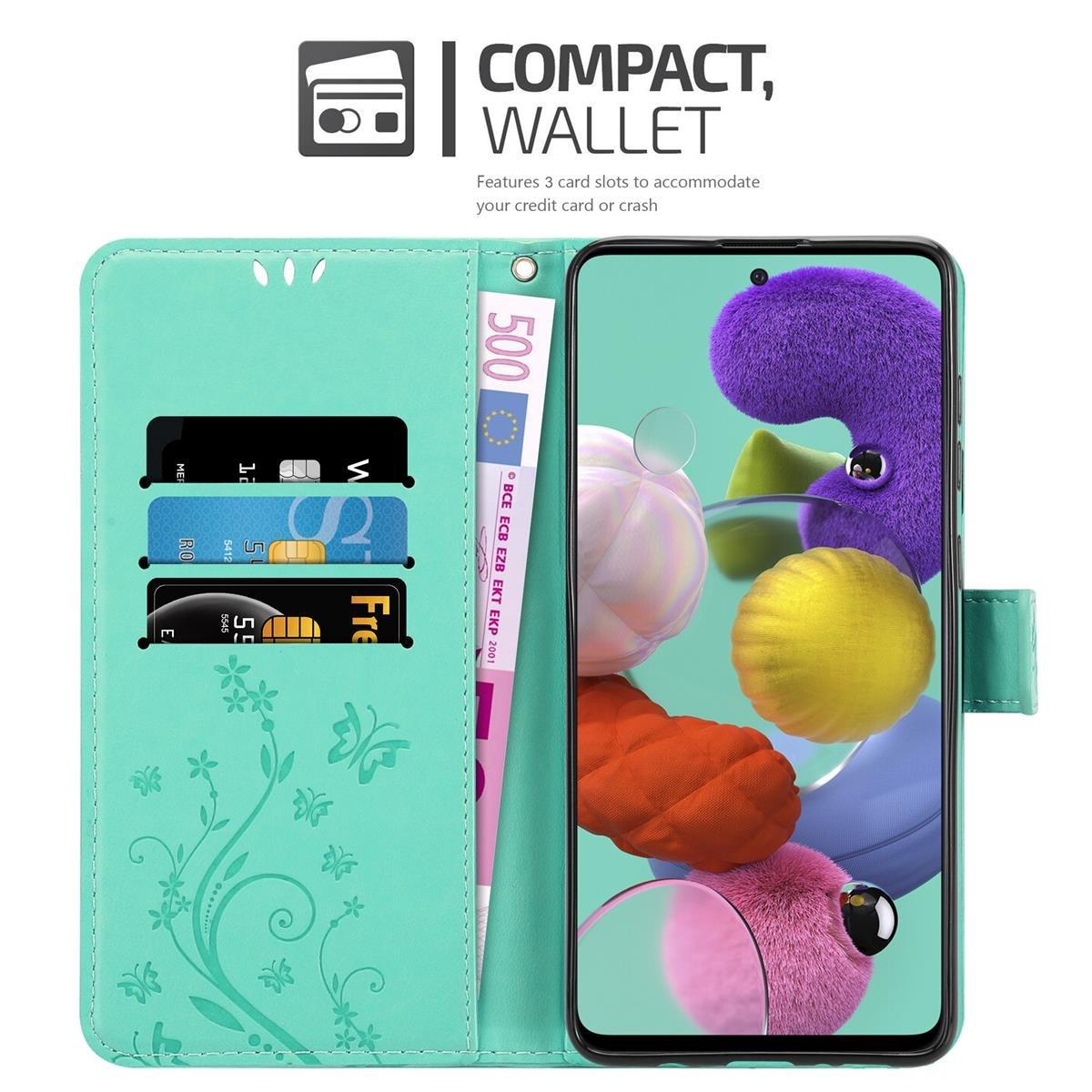 Cadorabo  Housse compatible avec Samsung Galaxy A51 5G - Coque de protection au design floral avec fermeture magnétique, fonction de support et emplacements pour cartes 