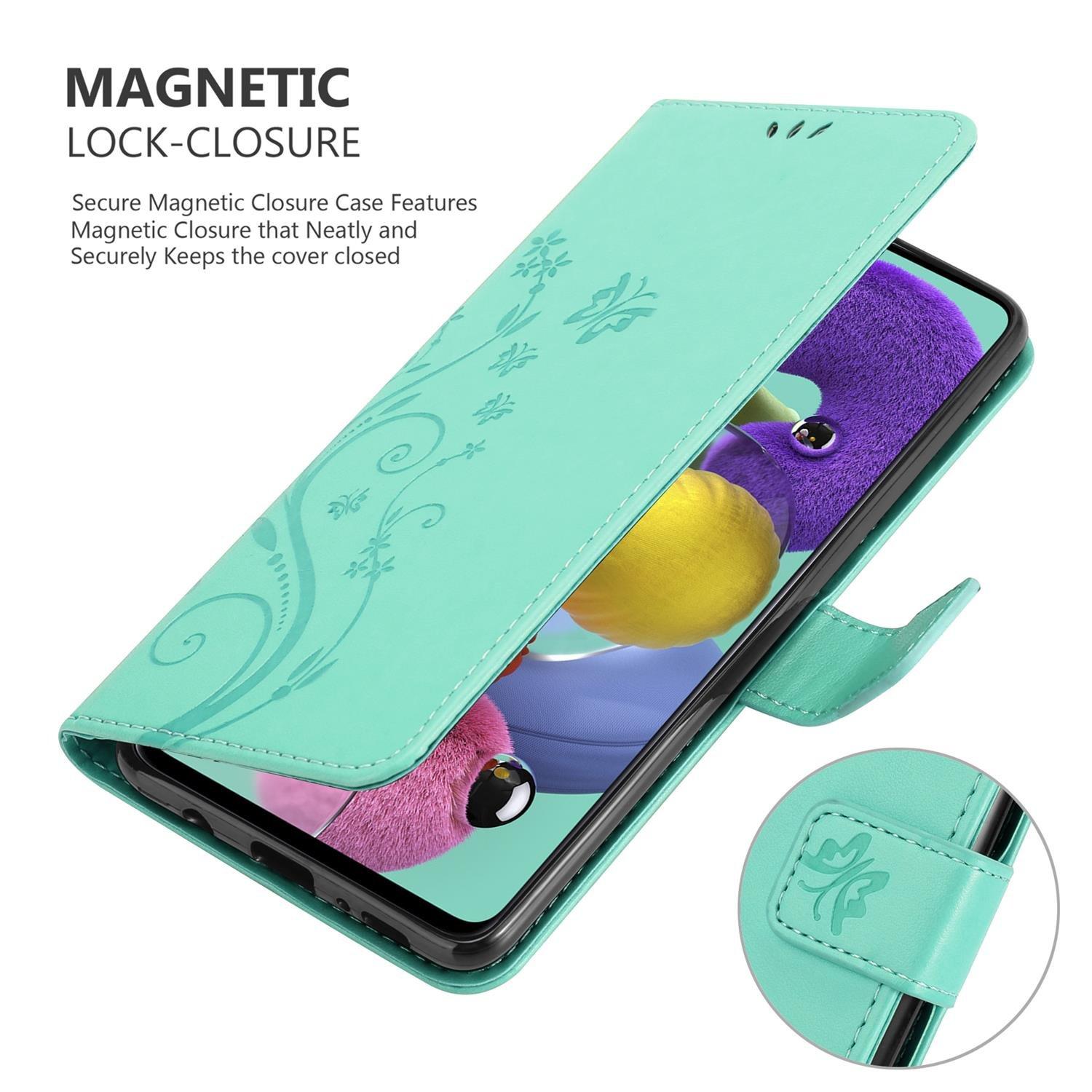 Cadorabo  Housse compatible avec Samsung Galaxy A51 5G - Coque de protection au design floral avec fermeture magnétique, fonction de support et emplacements pour cartes 