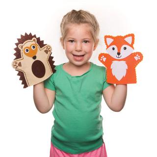 Activity-board  Waldtiere Handpuppen Nähsets für Kinder - 4er-Pack, Puppenbastelset zum Nähen für Kinder, sortiert 