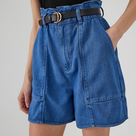 La Redoute Collections  Paperbag-Shorts aus Light-Denim mit Lyocell 