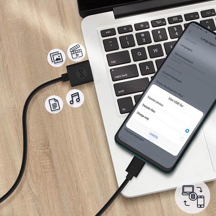 Forever  USB / USB-C Kabel Schwarz 