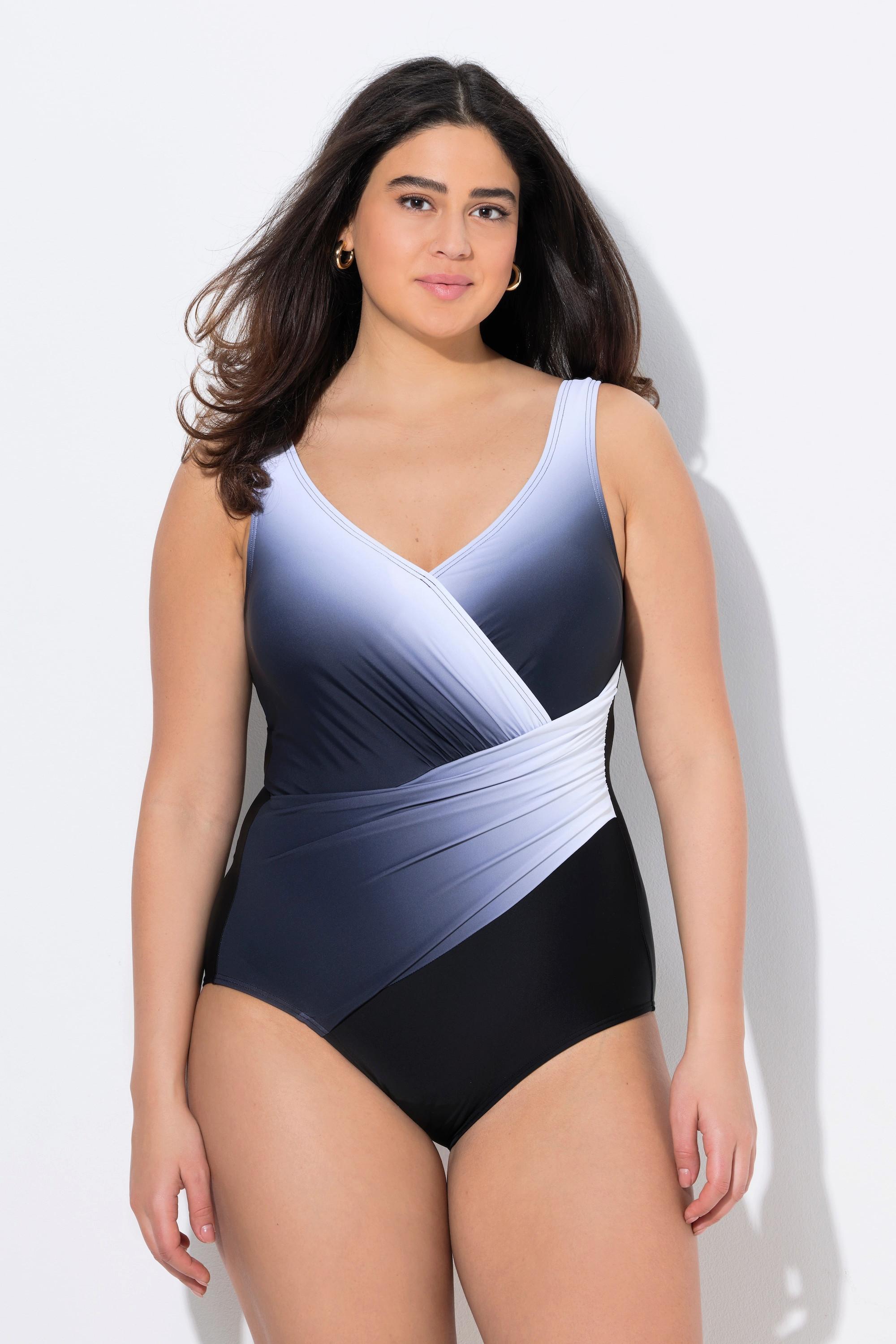 Ulla Popken Costume da bagno drappeggiato coppe morbide gradiente di colore  