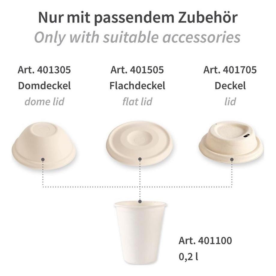 Webstar WEBSTAR Becher 2dl 401100 weiss, Bagasse 50 Stück  