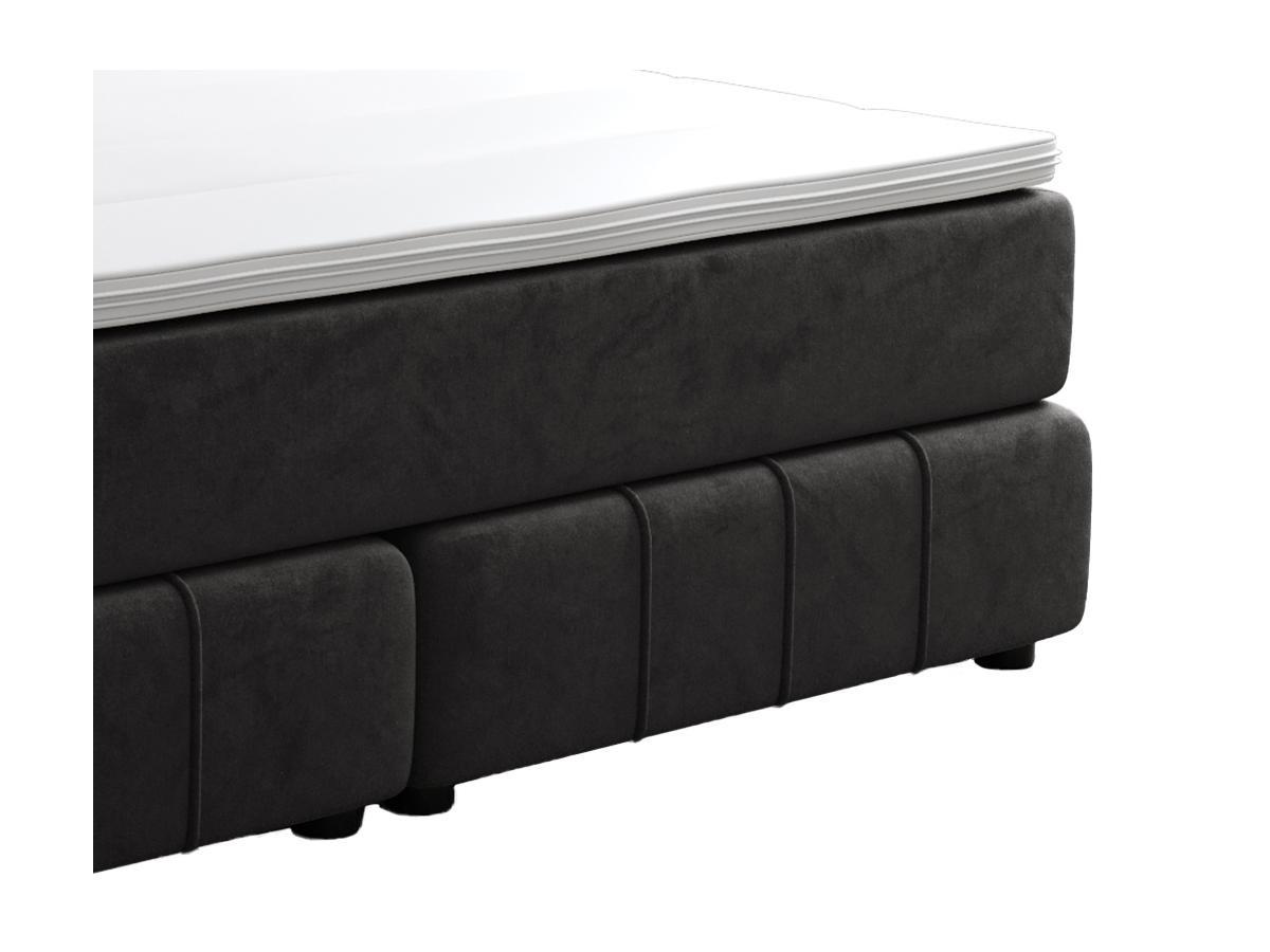 Ysmée Boxspringbett mit Kopfteil + Lattenrost + Matratze + Topper - 180 x 200 cm - Samt - Anthrazit - HIDA von YSMÉE  