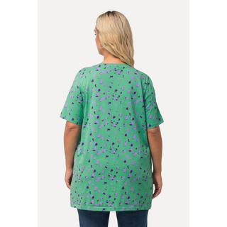 Ulla Popken  T-shirt long, motifs à pois, encolure carrée, manches courtes 