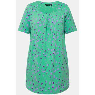 Ulla Popken  T-shirt long, motifs à pois, encolure carrée, manches courtes 