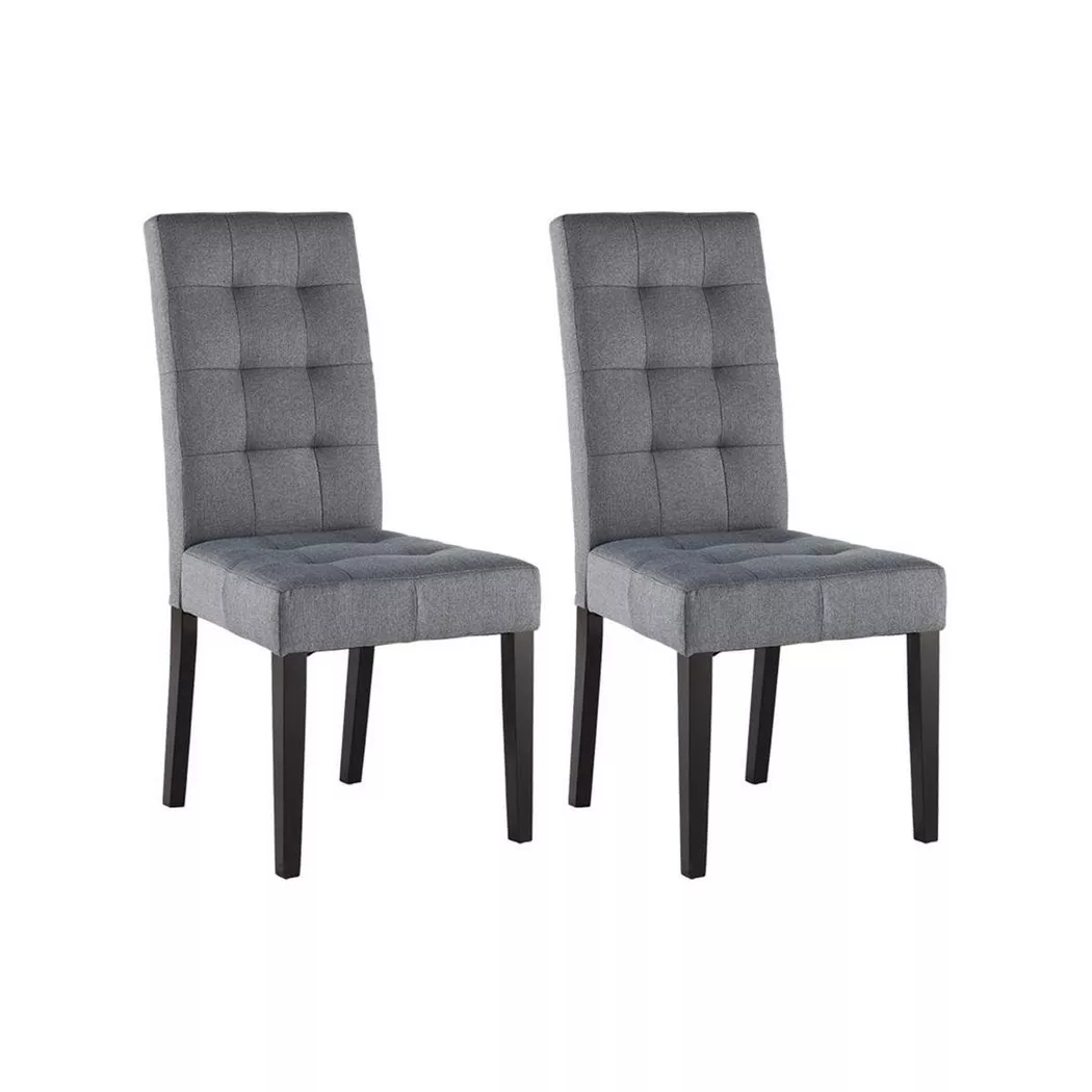 Lot de 2 chaises en tissu et bois - Gris - villosa
