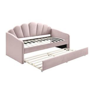 Vente-unique Letto a scomparsa conchiglie 2 x 90 x 190 cm Velluto Rosa + Materasso - ELUSIA  