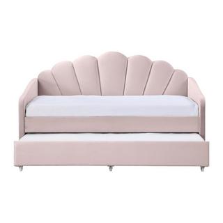 Vente-unique Ausziehbett Muschelform - 2 x 90 x 190 cm - Samt - Rosa + Matratze - ELUSIA  