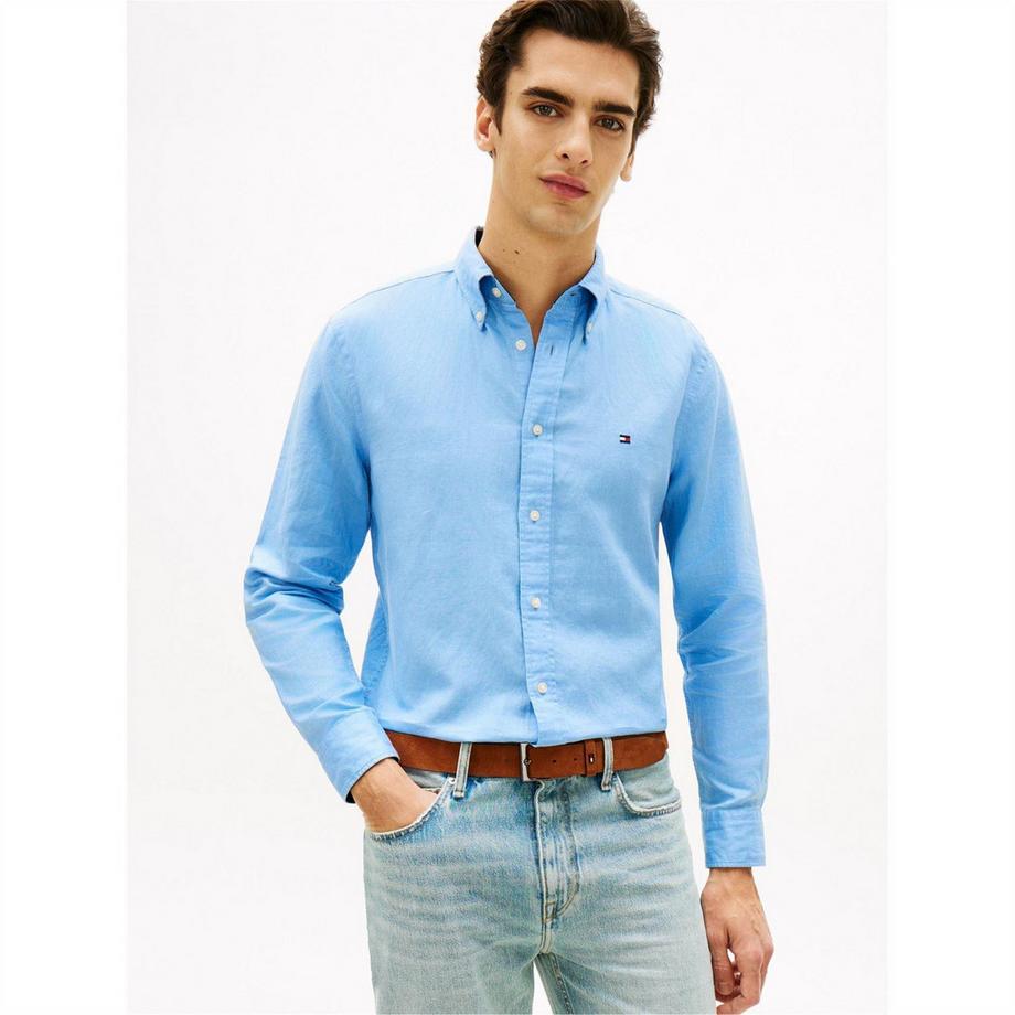 TOMMY HILFIGER  Camicia Logo Ricamato Lino 