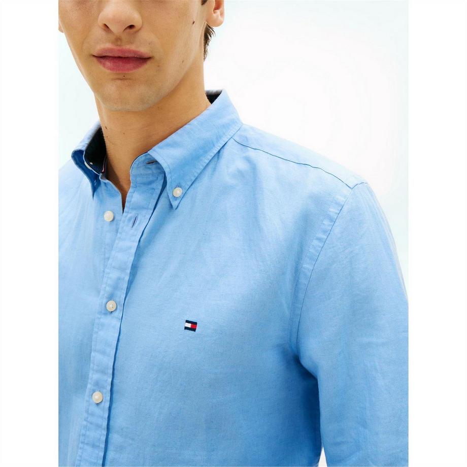 TOMMY HILFIGER  Camicia Logo Ricamato Lino 