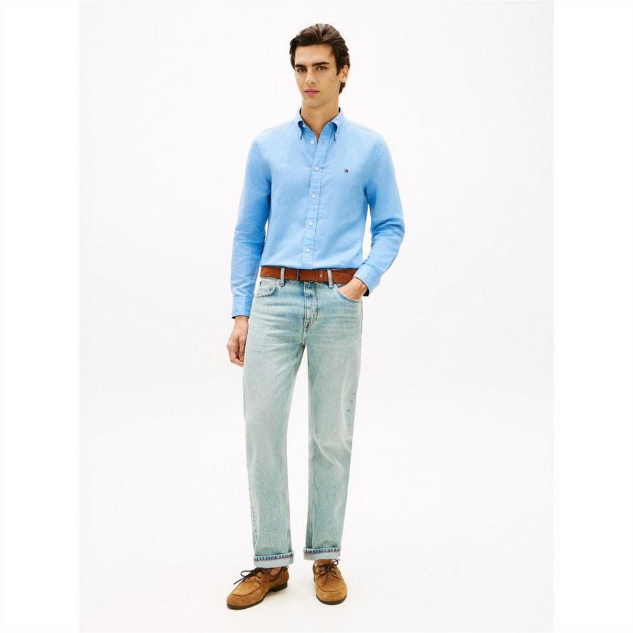 TOMMY HILFIGER  Camicia Logo Ricamato Lino 
