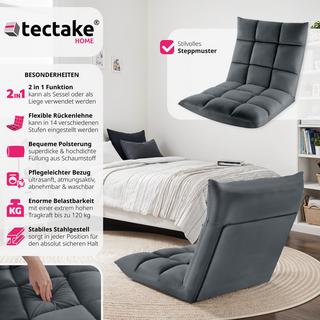 Tectake Relaxsessel Snooze, 2 in 1, Samt, 14-fach verstellbar  