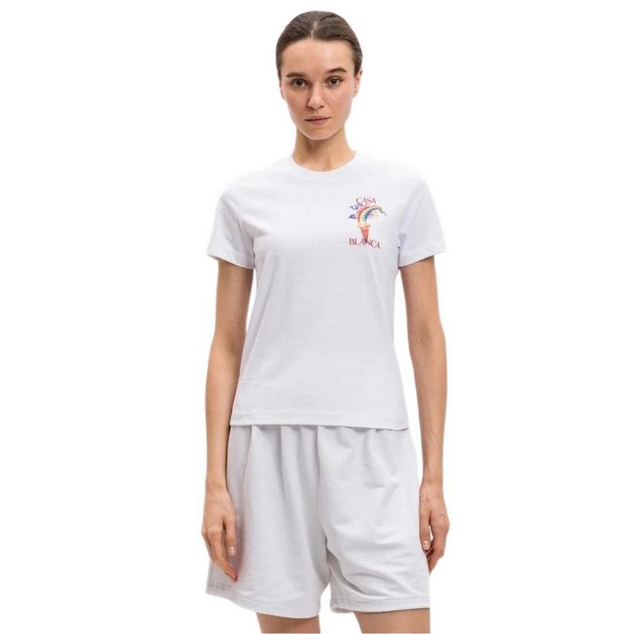 Casablanca  Nature Teacher T-Shirt, Rückseitiger Aufdruck, Anliegend 