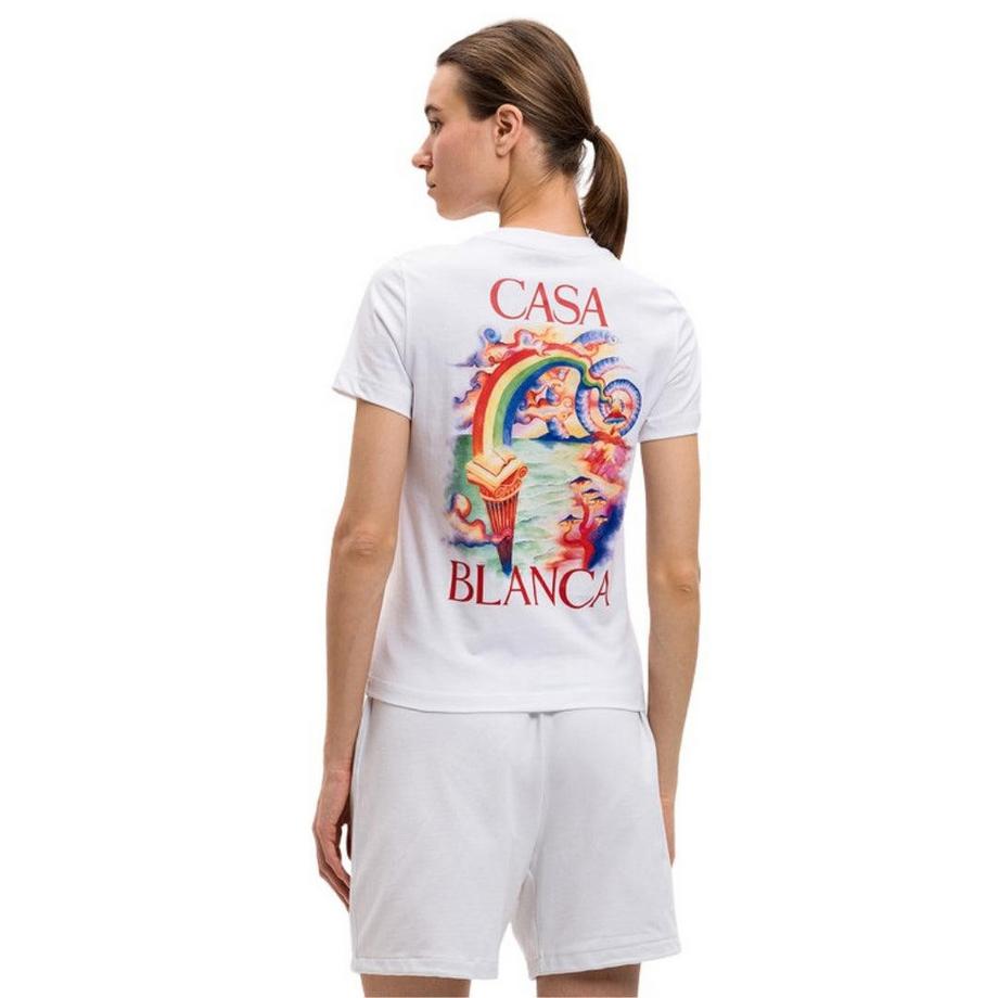 Casablanca  Nature Teacher T-Shirt, Rückseitiger Aufdruck, Anliegend 