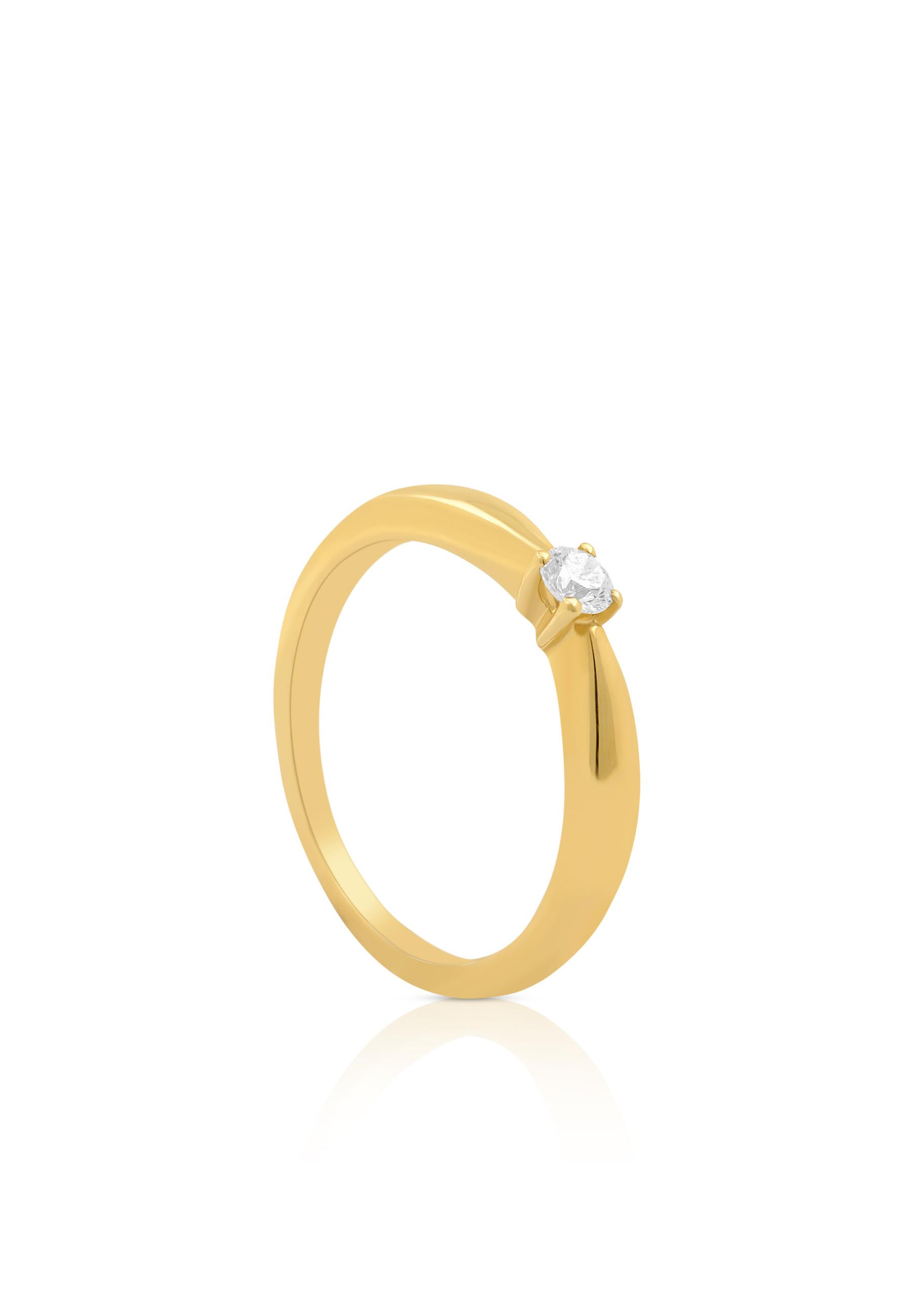 MUAU Schmuck  Solitaire Ring Diamant 0.10ct. Gelbgold 750 