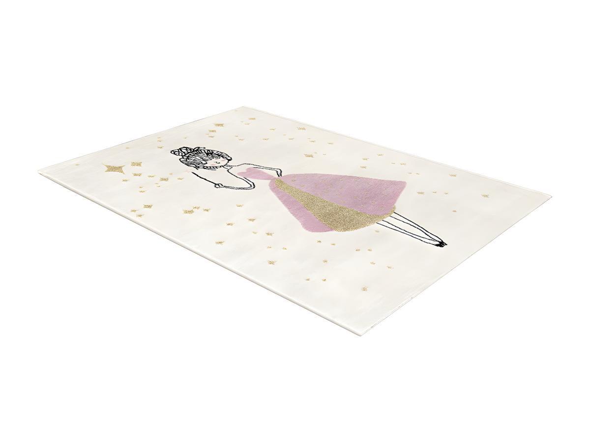 OZAIA Tapis enfant motif fée Finition fil lurex doré ARIEL 1Ecru rose  