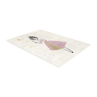 OZAIA Tapis enfant motif fée Finition fil lurex doré ARIEL 1Ecru rose  