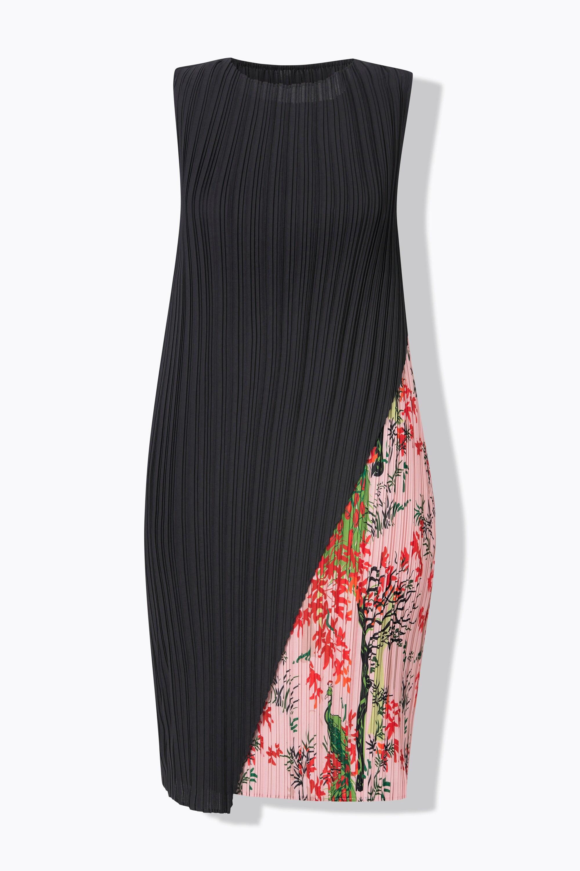 Ulla Popken Robe Midi Plissée Double Couche Col Rond Sans Manches  