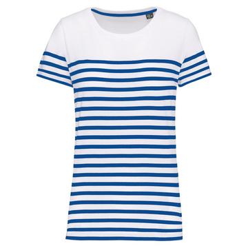marine-t-shirt mit rundhalsausschnitt, damen bio