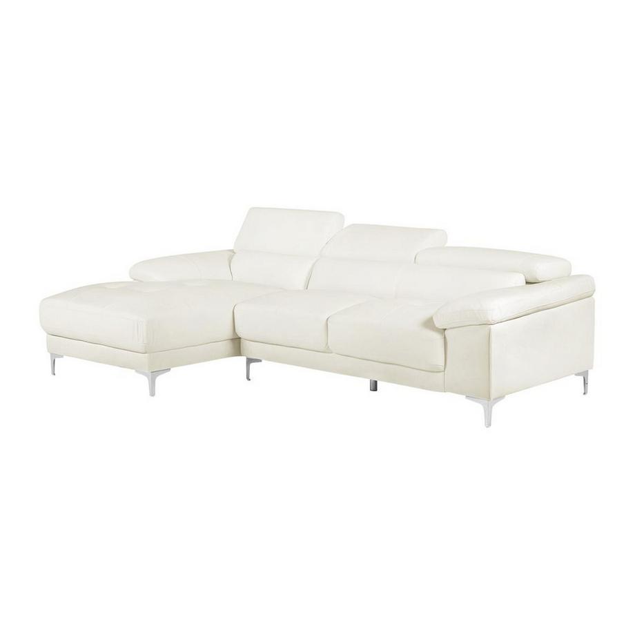 Vente-unique Divano angolare in pelle Avorio Angolo a sinistra SOLANGE  