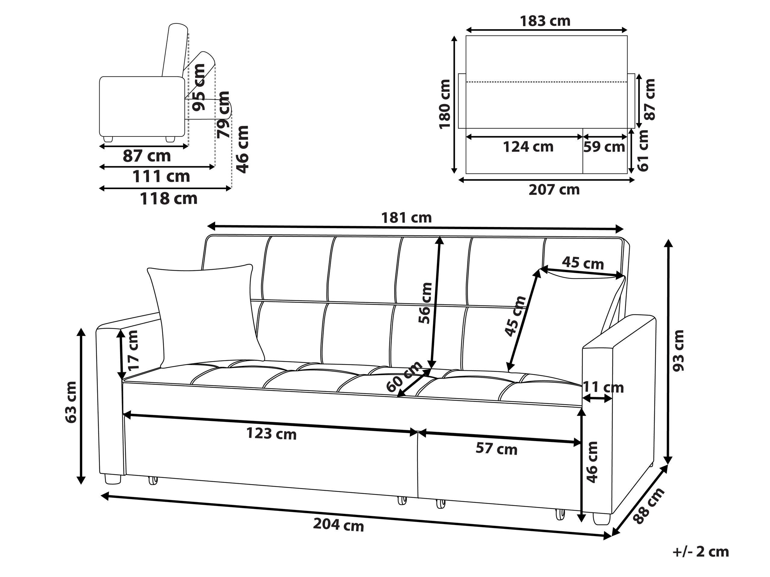 Beliani Schlafsofa aus Polyester Modern GLOMMA  